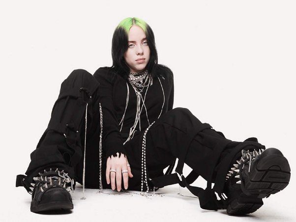 Billie Eilish in emo clothing